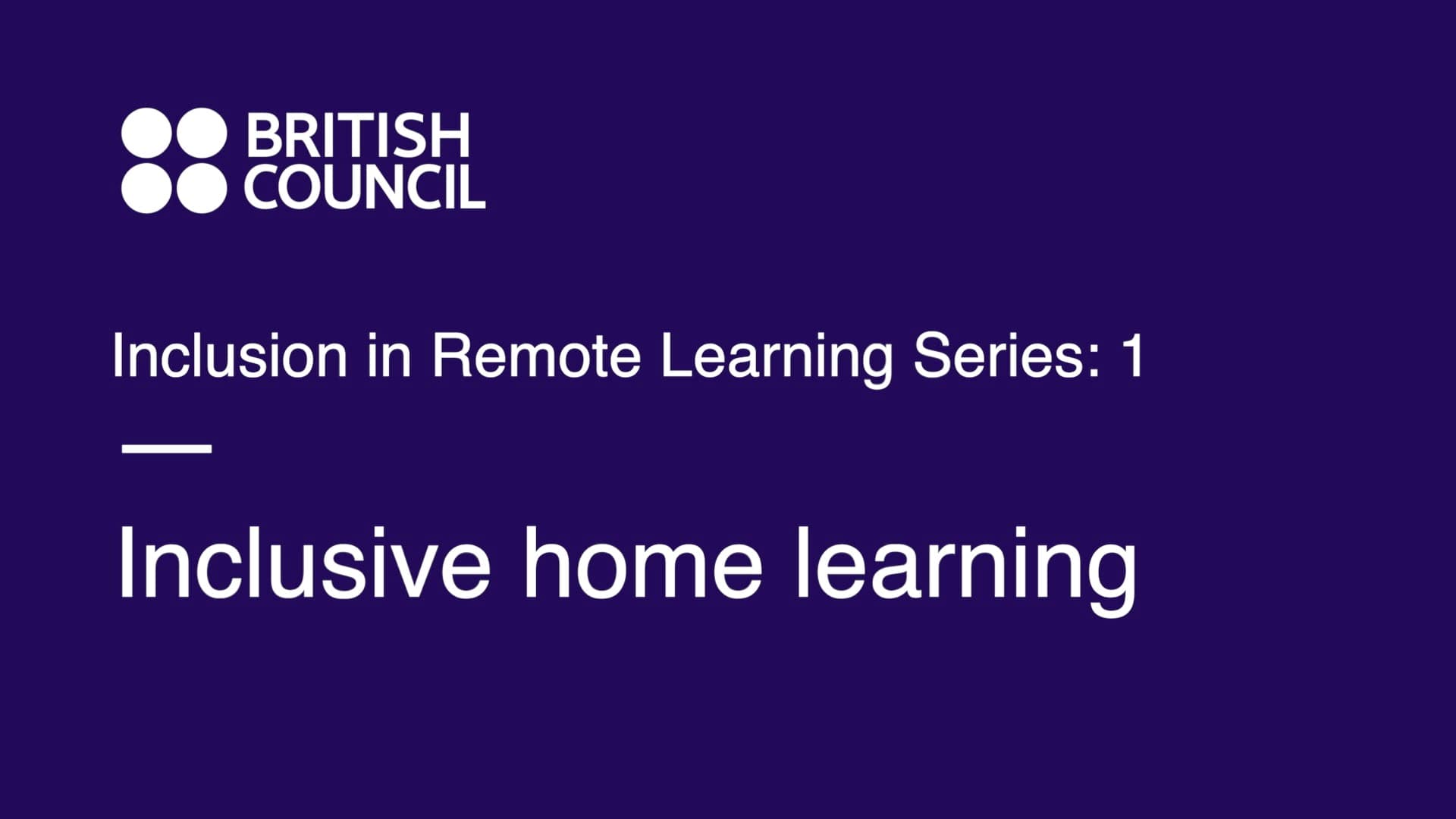 Cover of the inclusive home learning film for the British Council